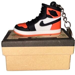 Air Jordan 1 High Top Nike Key Chain/ Bag Charm Orange,White & Black;Comes w/box